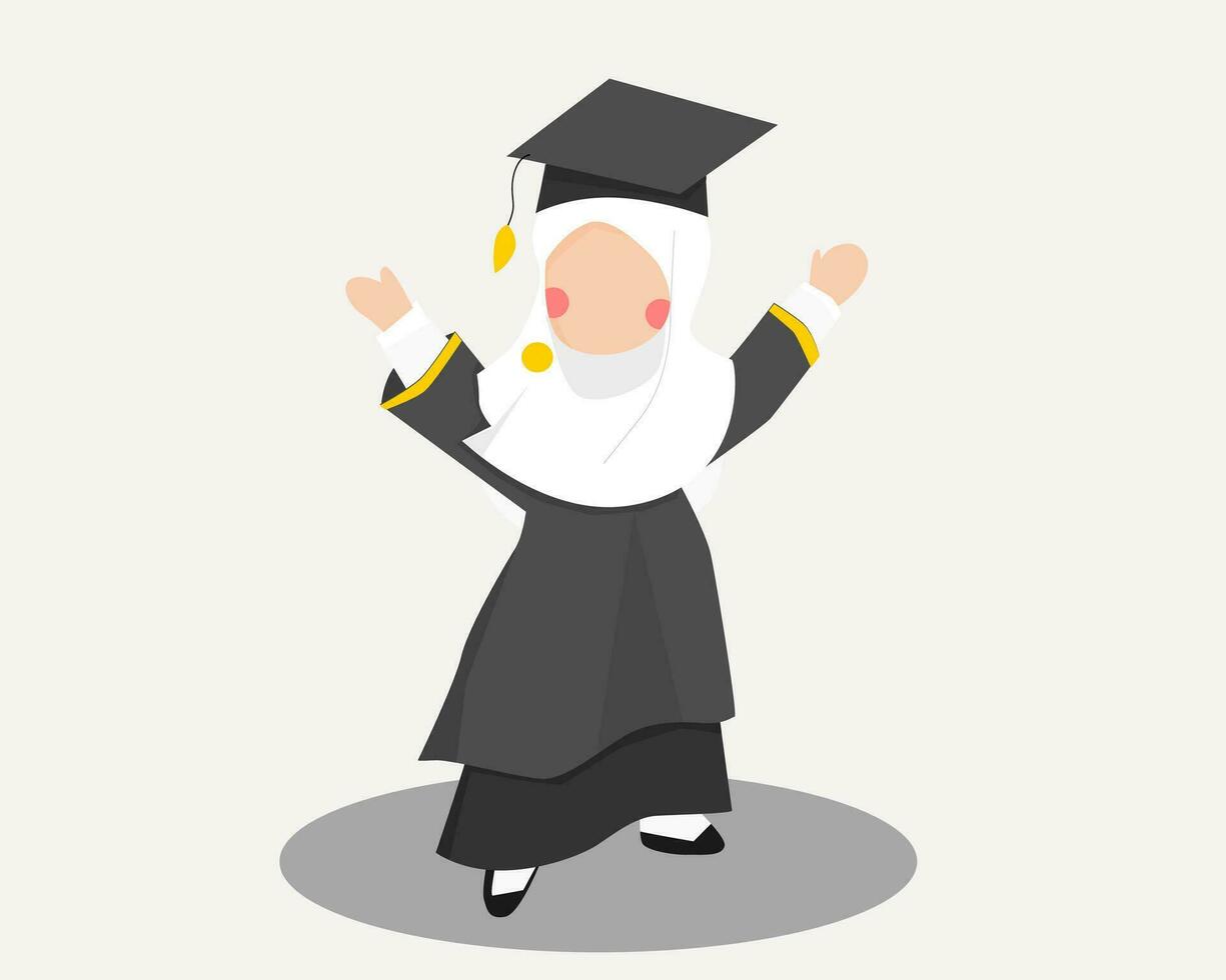 Cute Muslim Girl Graduation Illustration vector