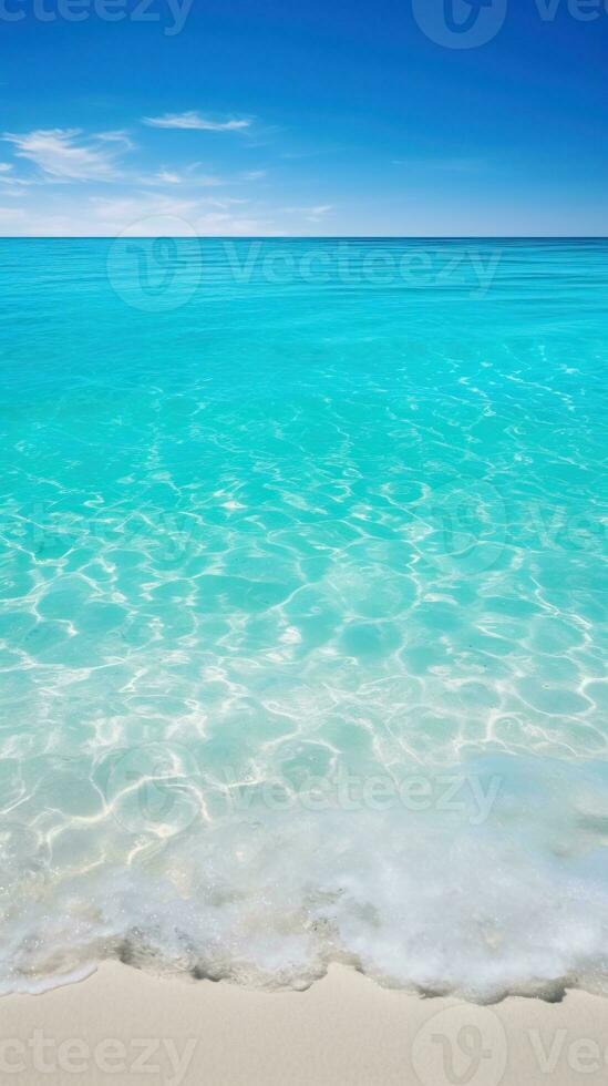 tropical playa con blanco arena y turquesa mar agua ai generado foto