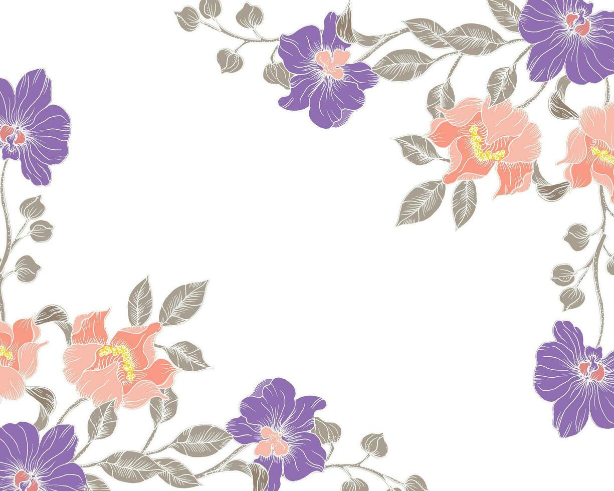 Hand Drawn Orchid Flower Border vector