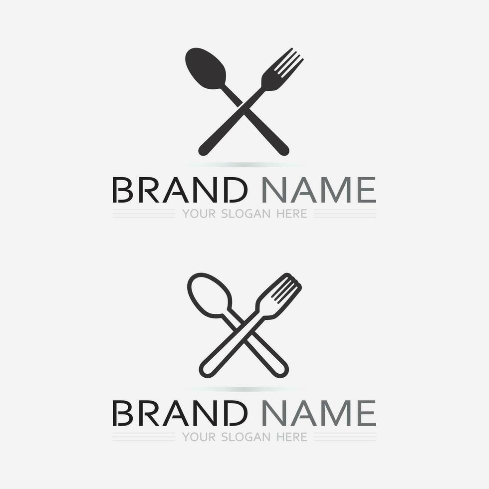 KITCHEN AND CHEF LOGO FOOD ICON RESTO AND CAFE DESIGN VECTOR GRAPHIC ILLUSTRATION