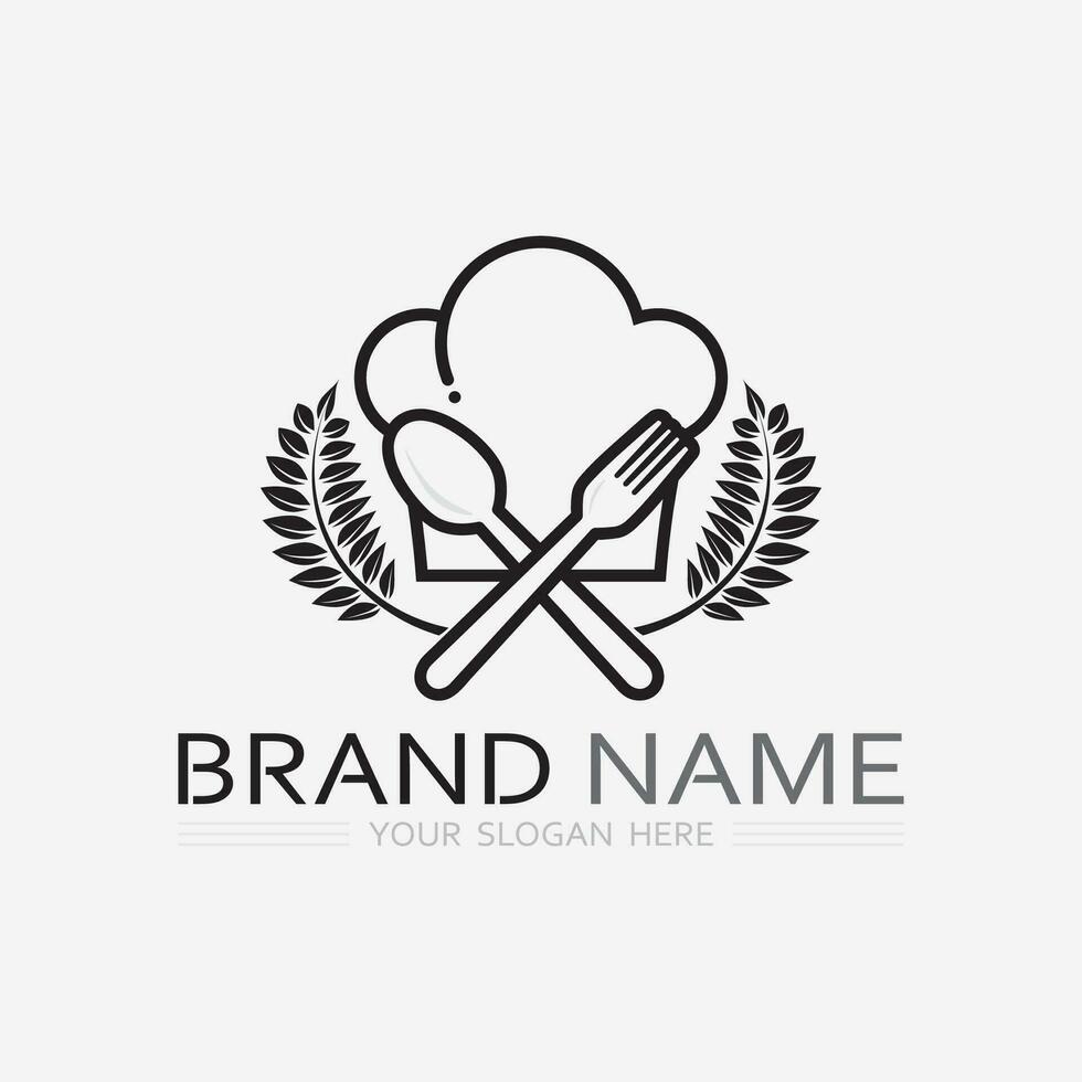 KITCHEN AND CHEF LOGO FOOD ICON RESTO AND CAFE DESIGN VECTOR GRAPHIC ILLUSTRATION