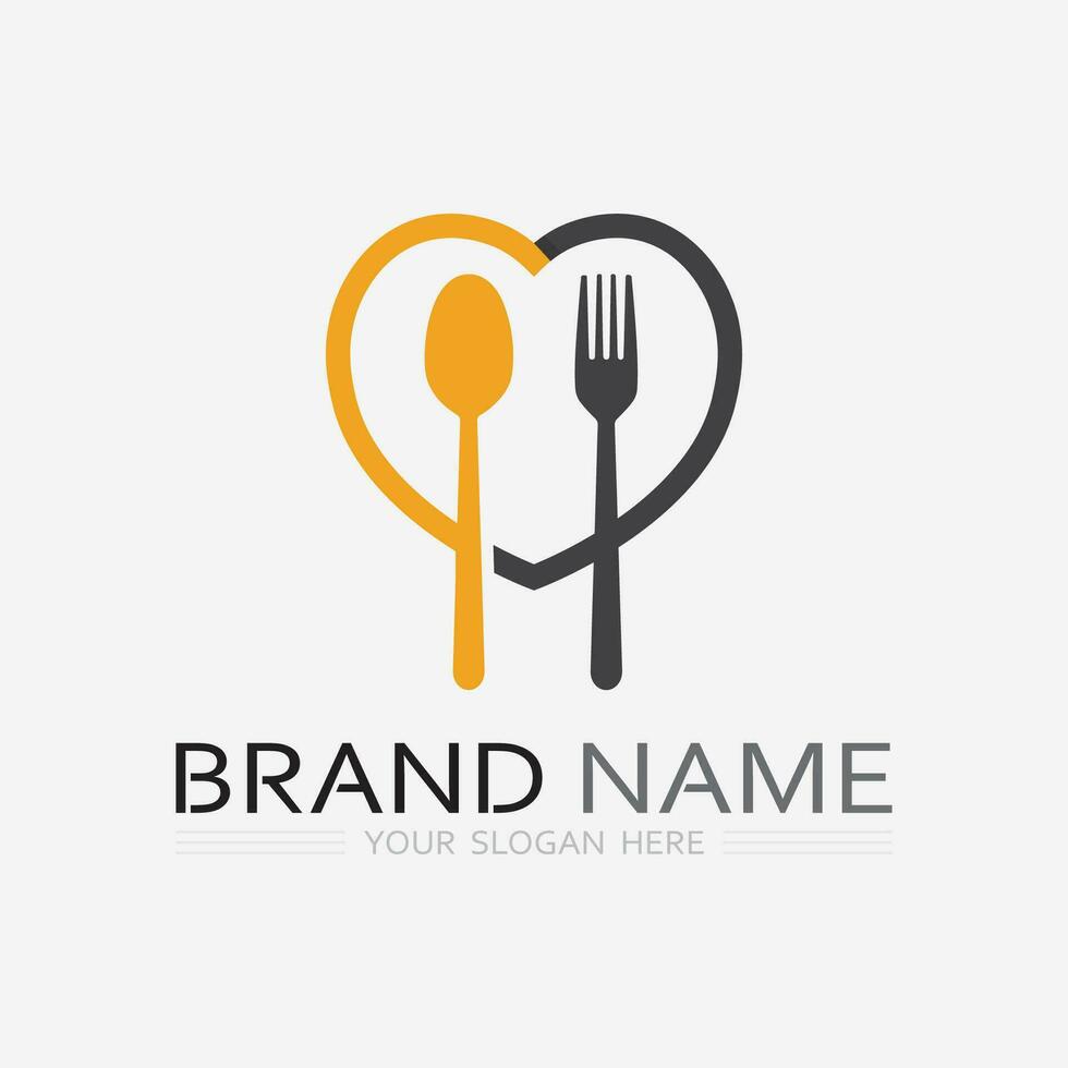 KITCHEN AND CHEF LOGO FOOD ICON RESTO AND CAFE DESIGN VECTOR GRAPHIC ILLUSTRATION