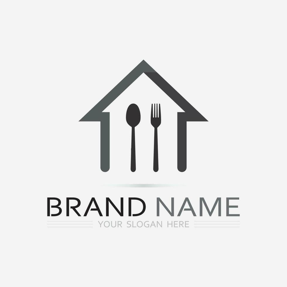 KITCHEN AND CHEF LOGO FOOD ICON RESTO AND CAFE DESIGN VECTOR GRAPHIC ILLUSTRATION