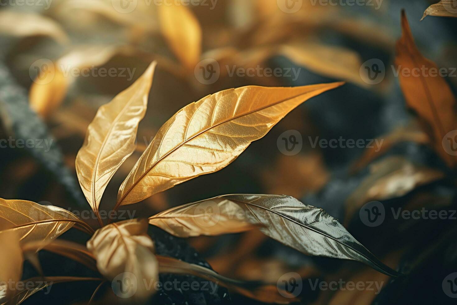 Close up of beautiful autumn leaves with water drops. Natural background AI Generated photo