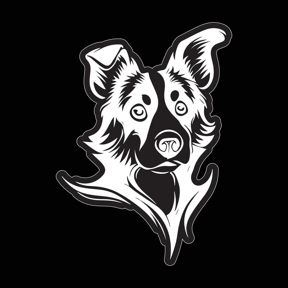 Black and white dog sticker for printing vector