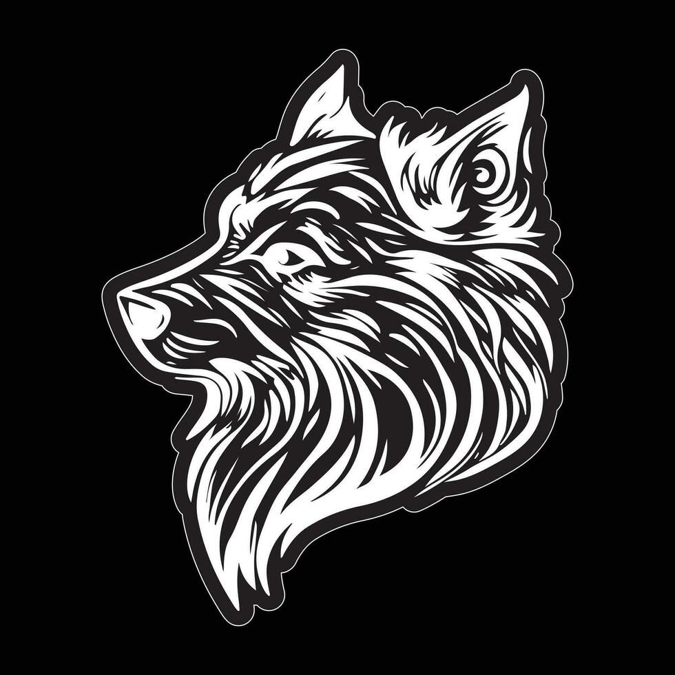 Black and white dog sticker for printing vector