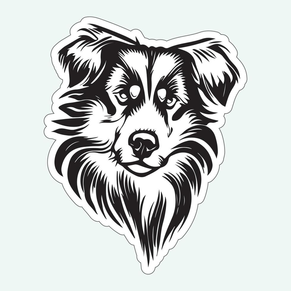 Black and white dog sticker for printing vector