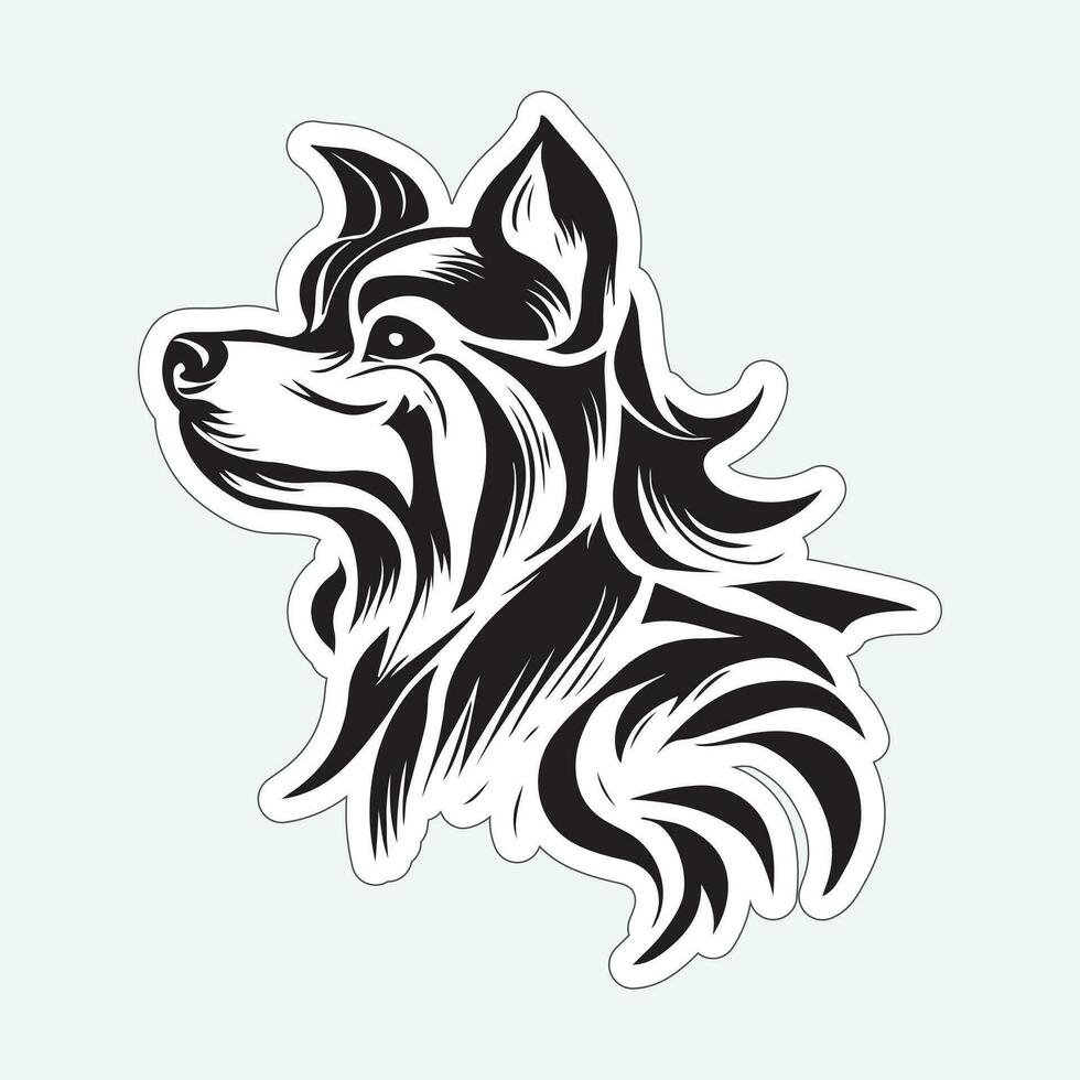 Black and white dog sticker for printing vector