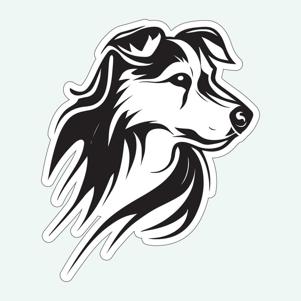 Black and white dog sticker for printing vector