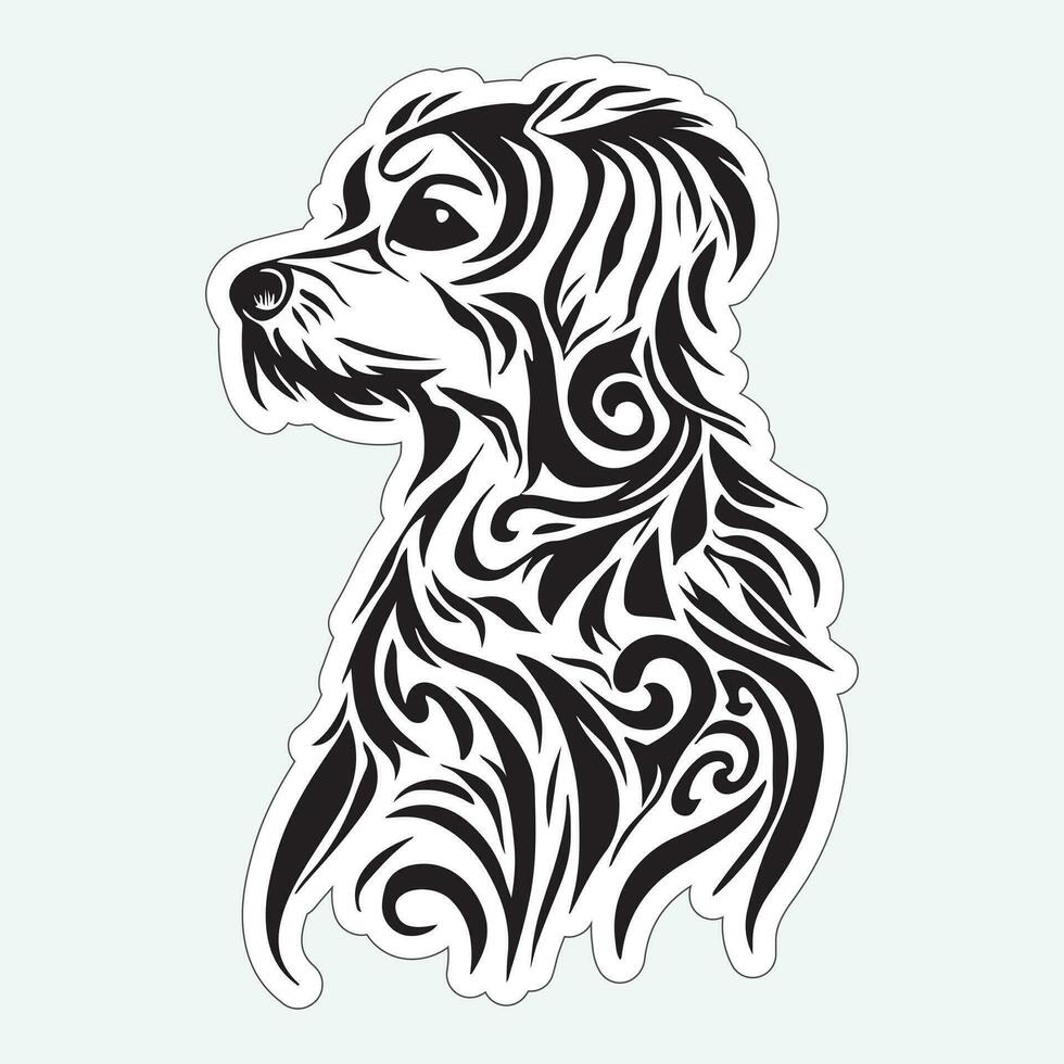 Black and white dog sticker for printing vector