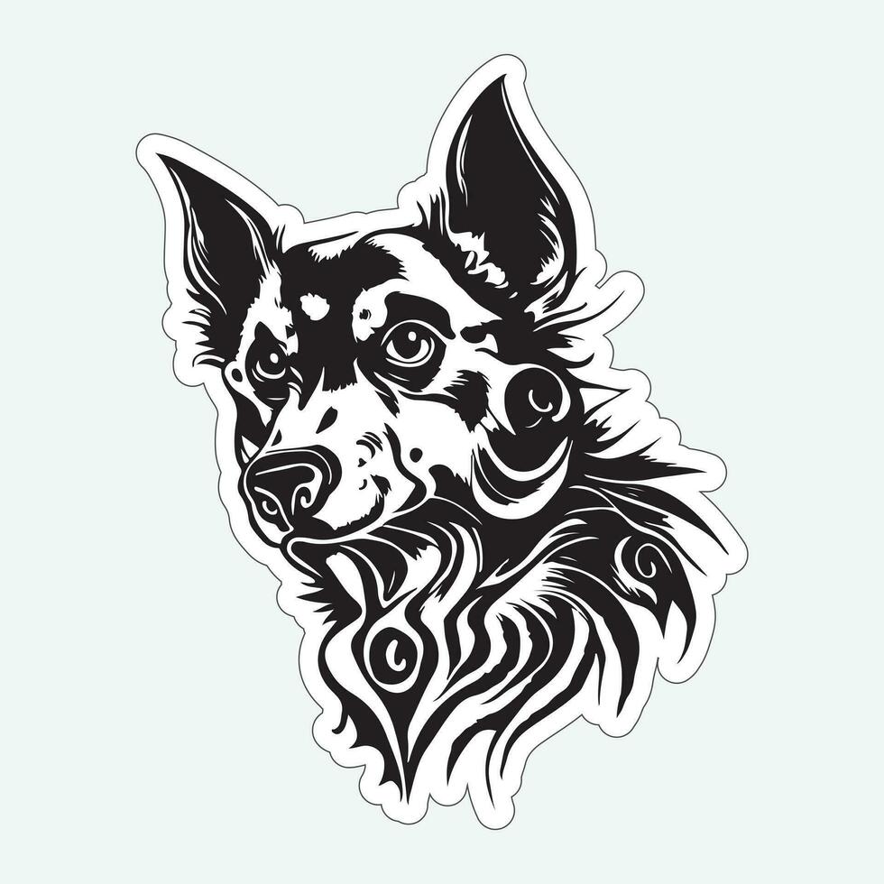 Black and white dog sticker for printing vector