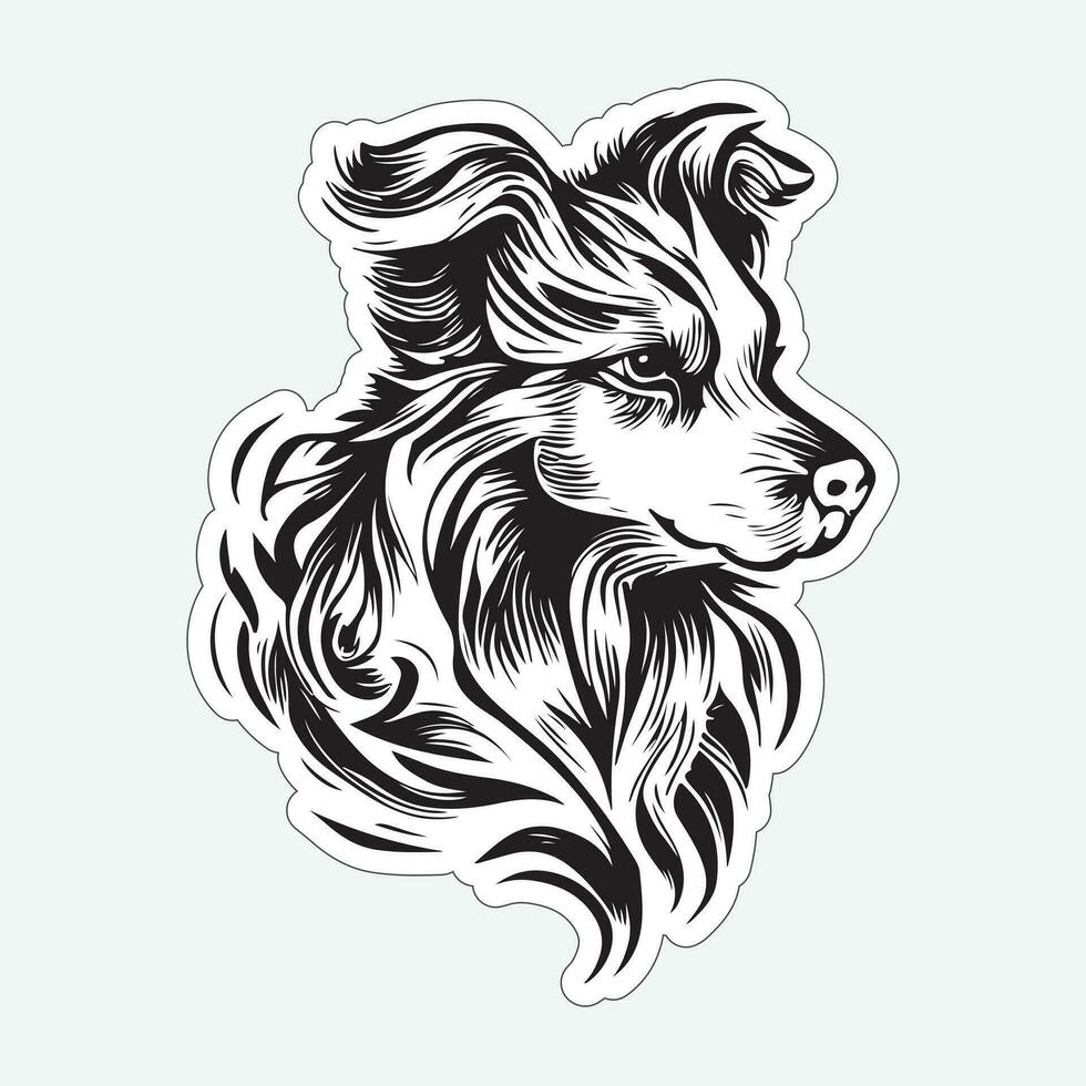 Black and white dog sticker for printing vector