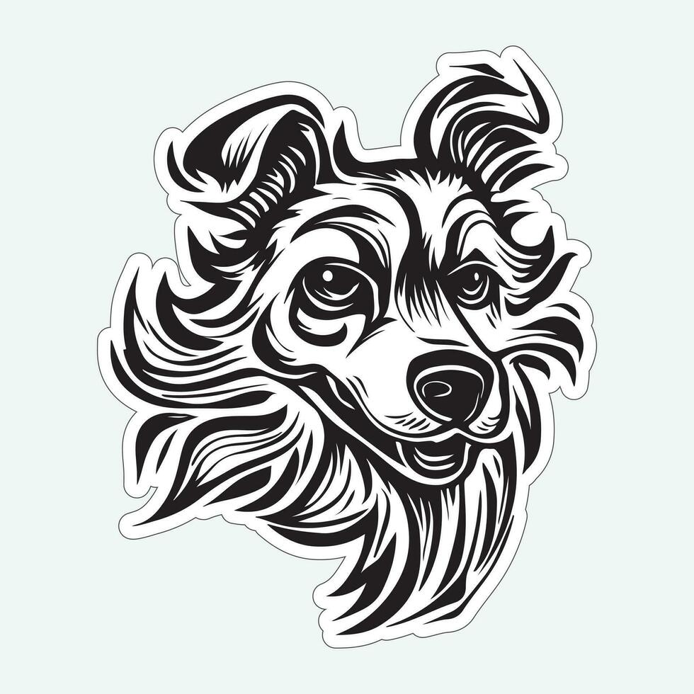 Black and white dog sticker for printing vector