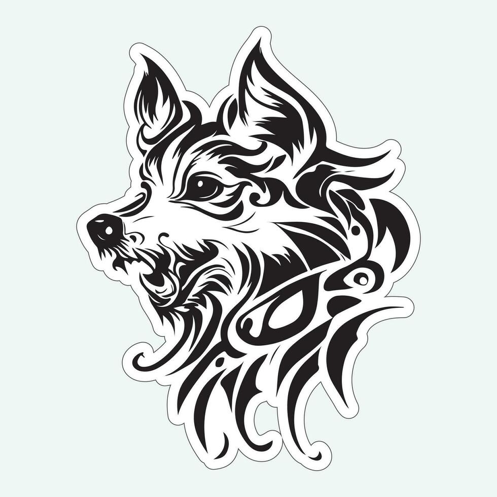 Black and white dog sticker for printing vector