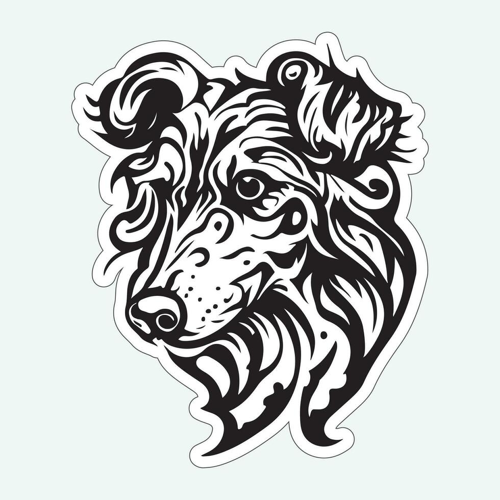 Black and white dog sticker for printing vector