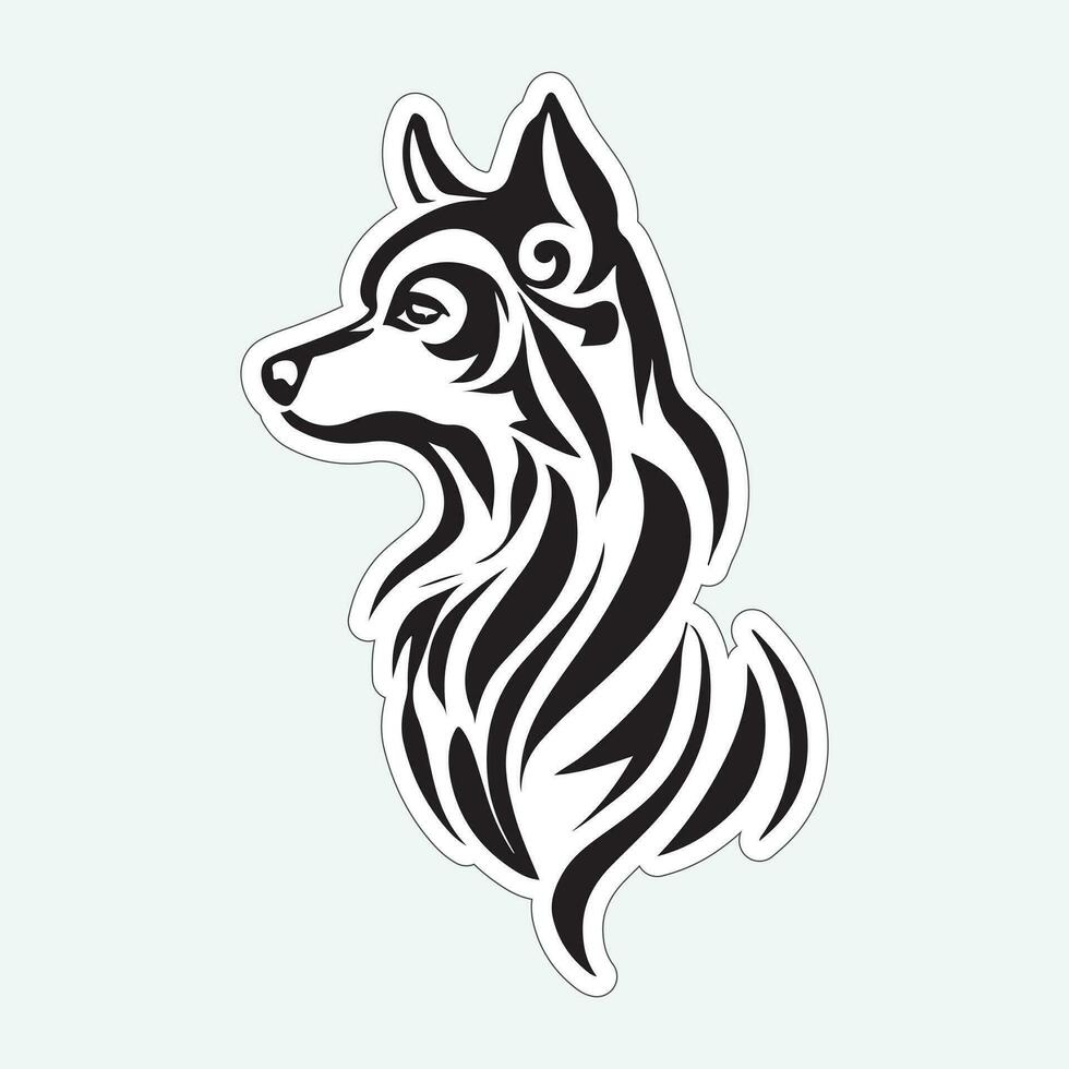 Black and white dog sticker for printing vector