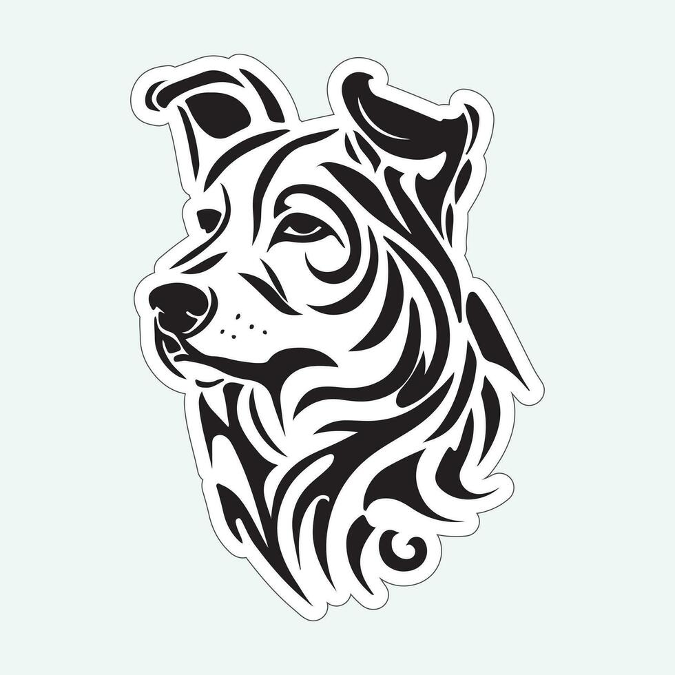 Black and white dog sticker for printing vector