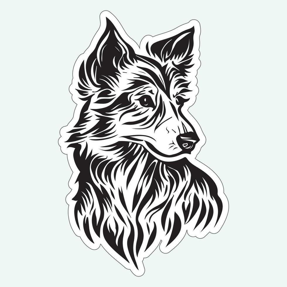 Black and white dog sticker for printing vector