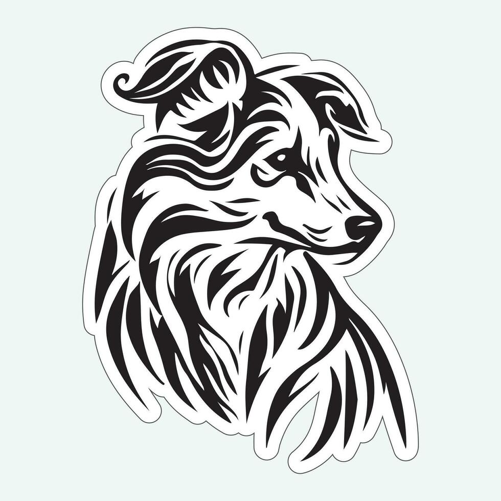 Black and white dog sticker for printing vector