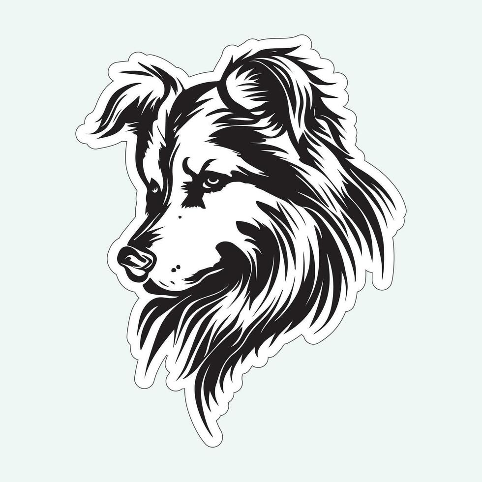 Black and white dog sticker for printing vector