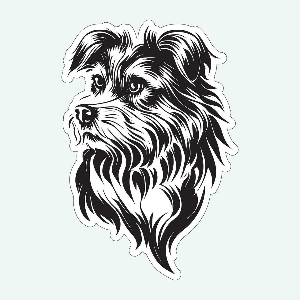 Black and white dog sticker for printing vector