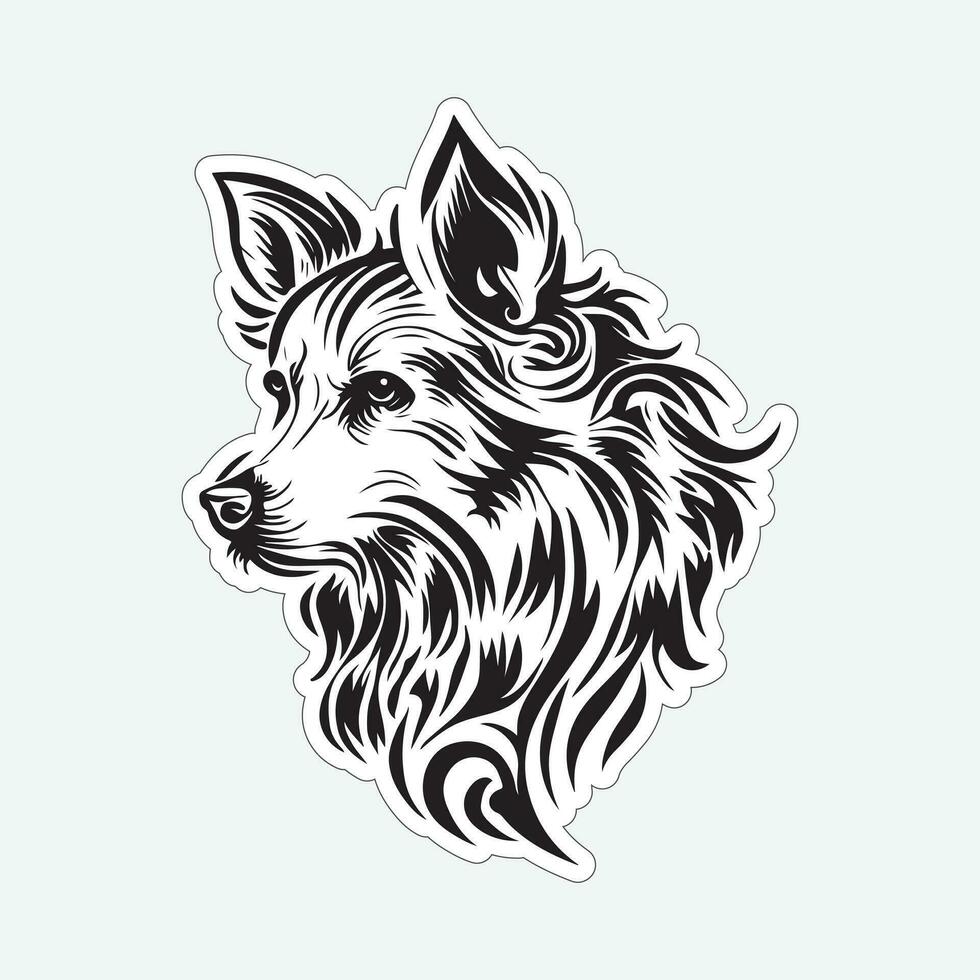 negro y blanco perro pegatina para impresión vector