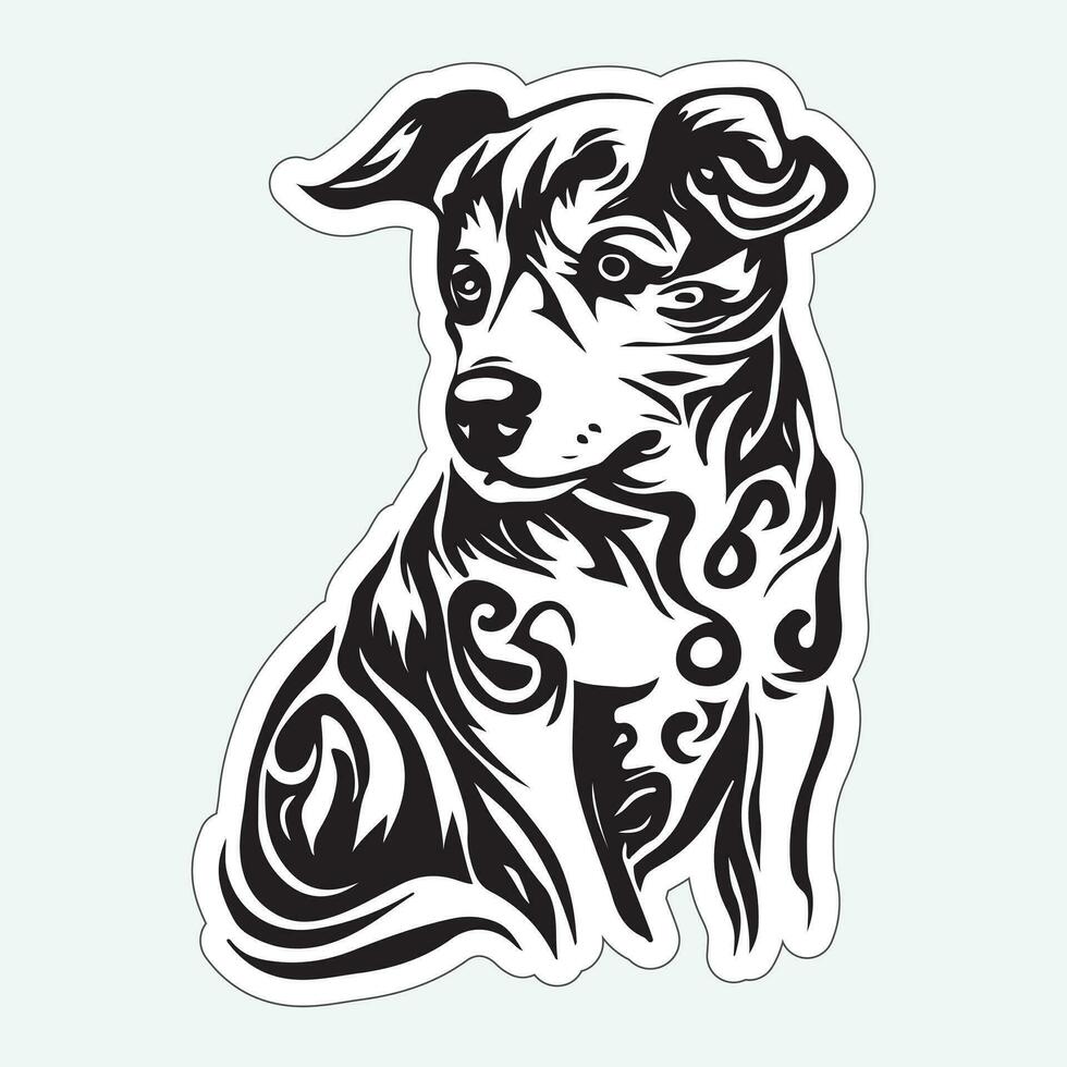 Black and white dog sticker for printing vector