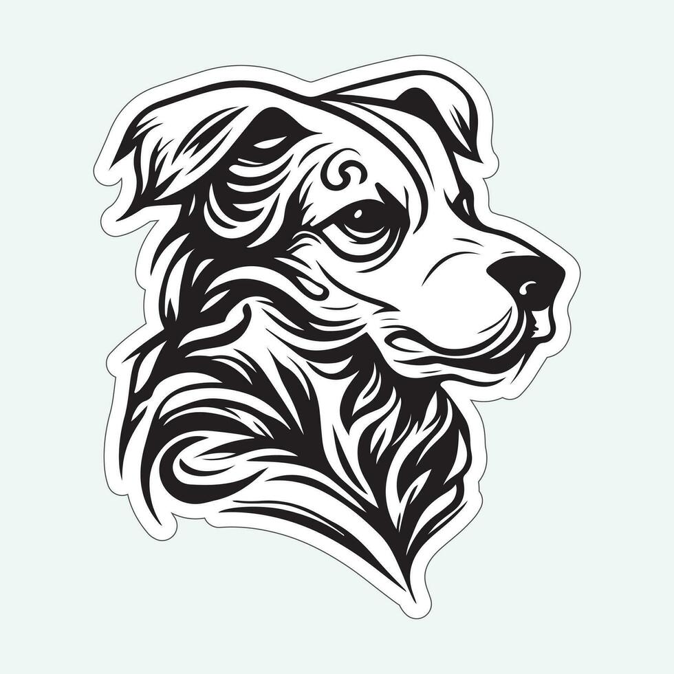 Dog art black and white sticker for printing vector