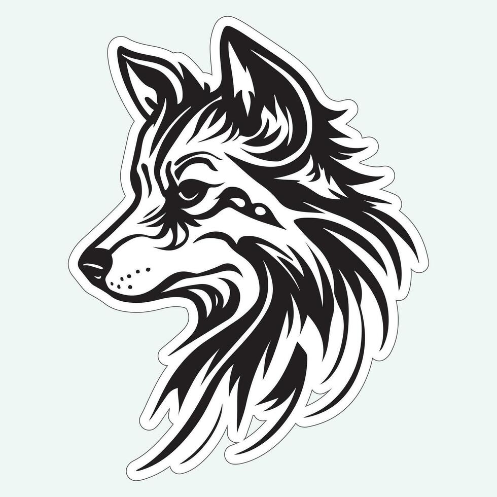 Dog art black and white sticker for printing vector