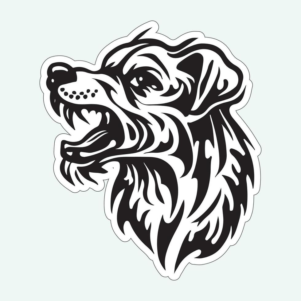 Dog art black and white sticker for printing vector