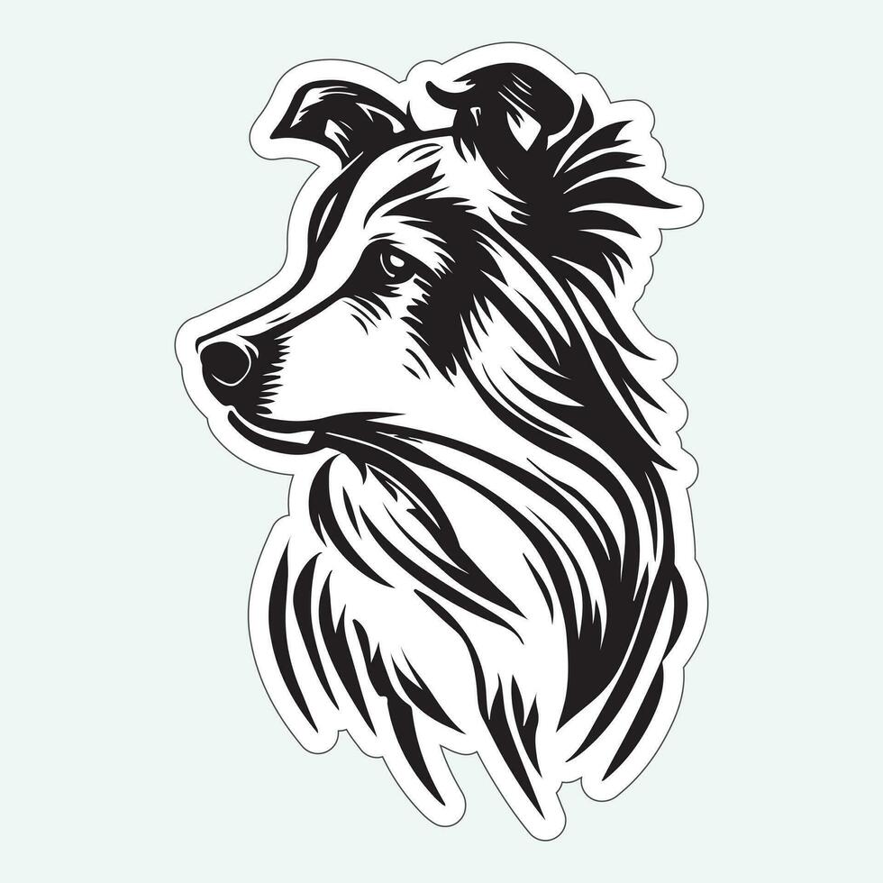 Dog art black and white sticker for printing vector