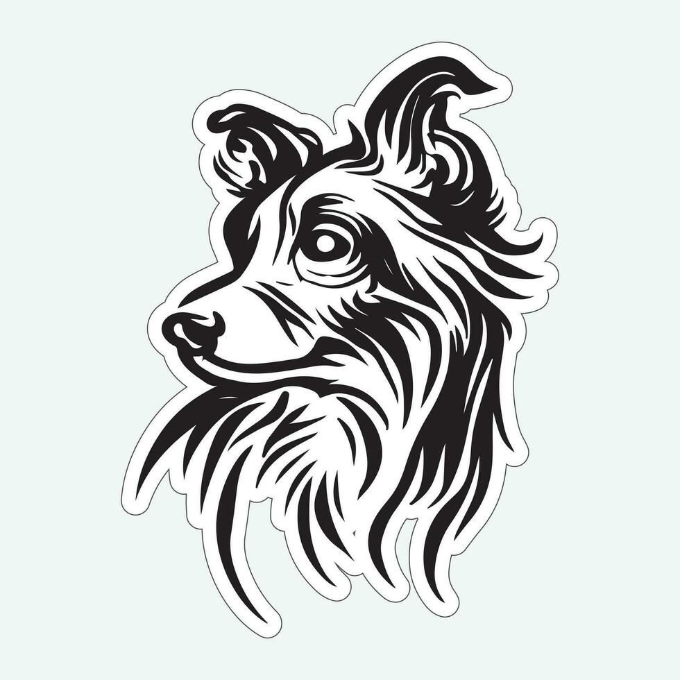 Dog art black and white sticker for printing vector