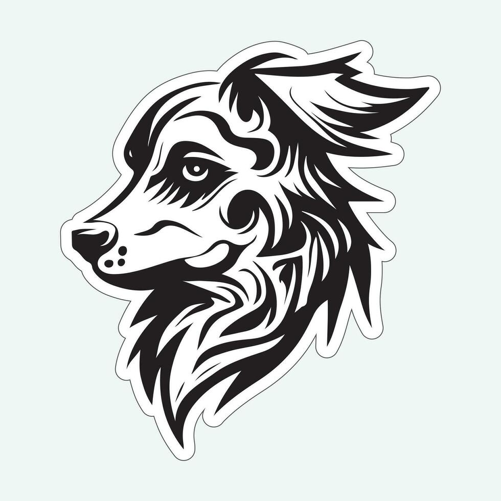 Dog art black and white sticker for printing vector