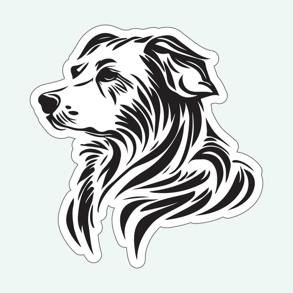 Dog art black and white sticker for printing vector