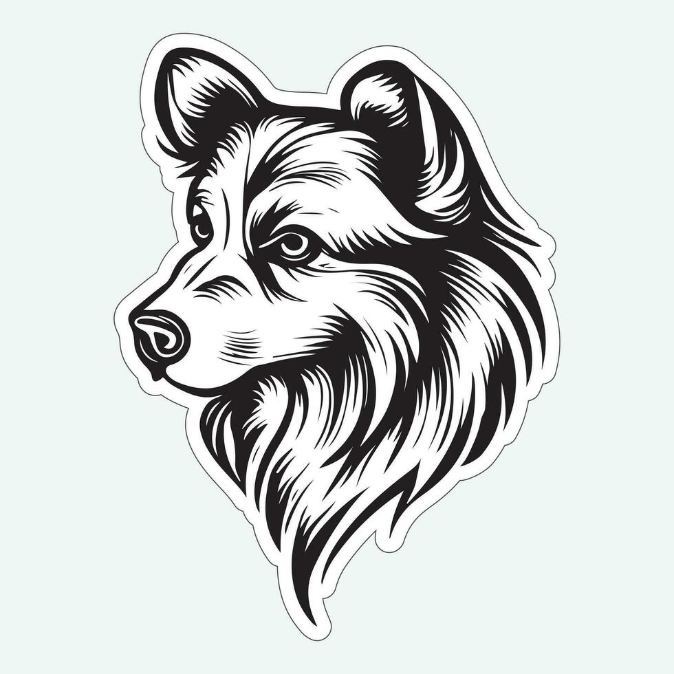 perro Arte negro y blanco pegatina para impresión vector