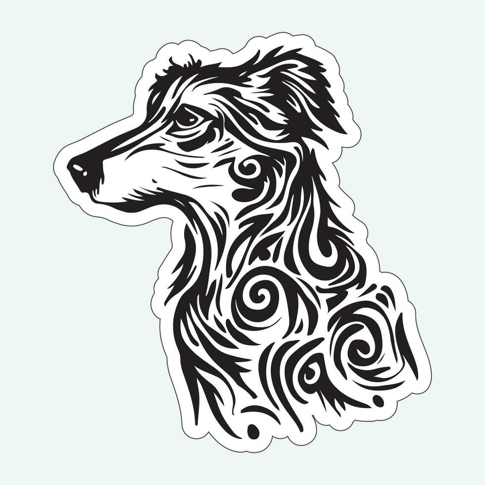 perro Arte negro y blanco pegatina para impresión vector