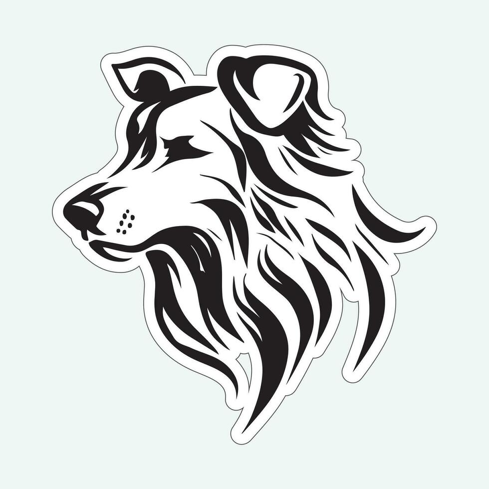 Dog art black and white sticker for printing vector