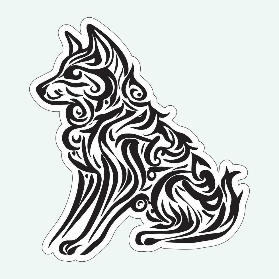 Dog art black and white sticker for printing vector