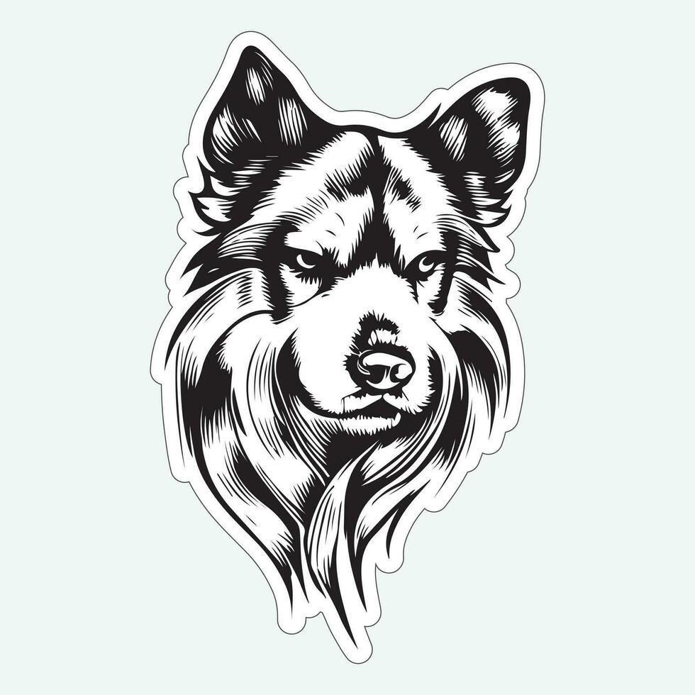 Dog art black and white sticker for printing vector