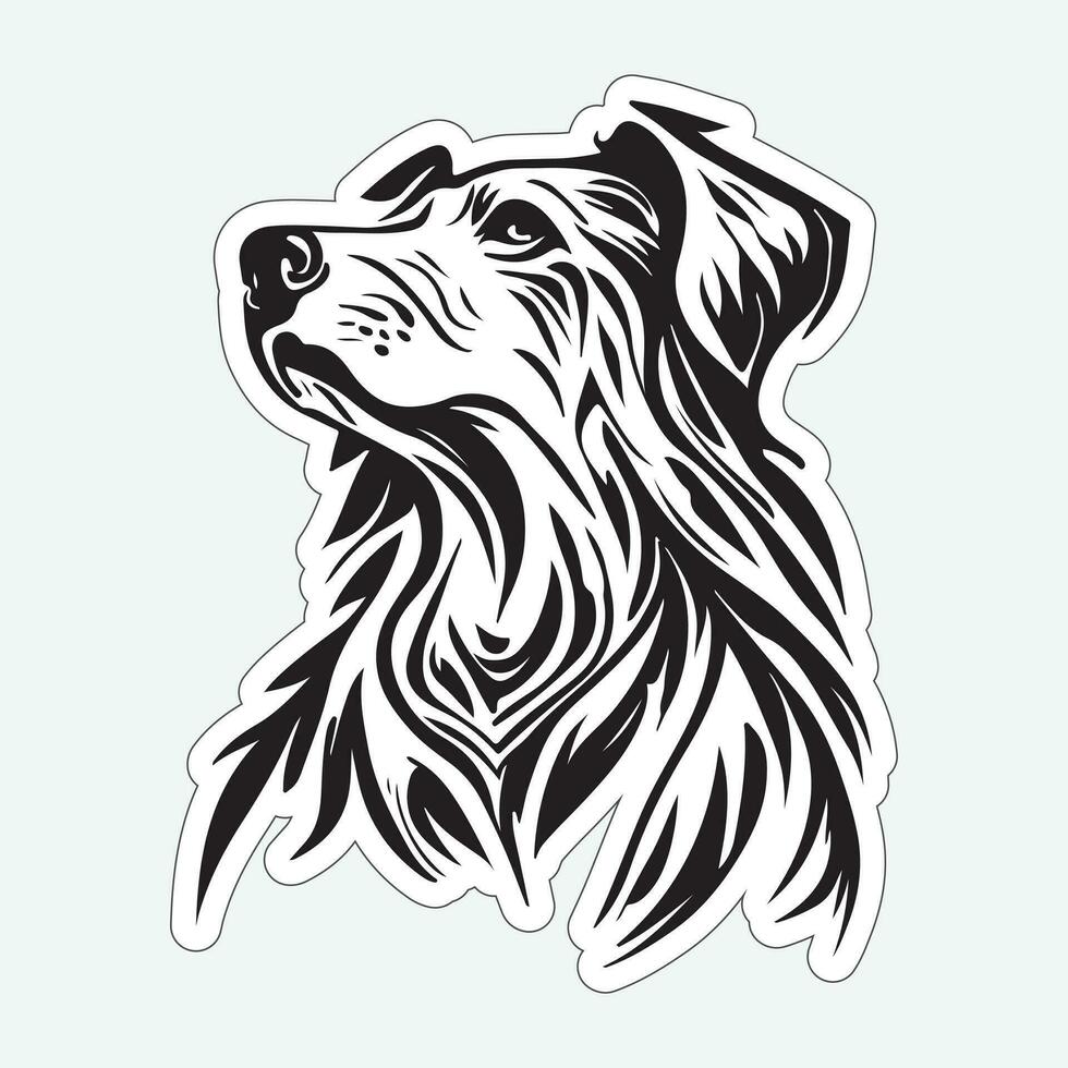 Dog art black and white sticker for printing vector