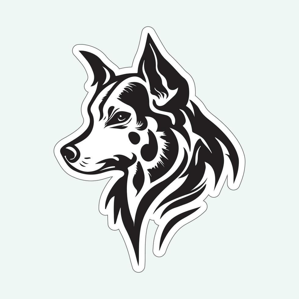 Dog art black and white sticker for printing vector