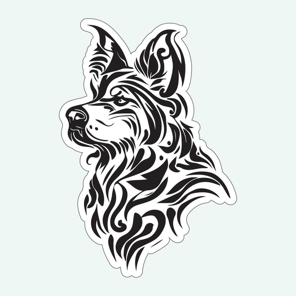 Dog art black and white sticker for printing vector