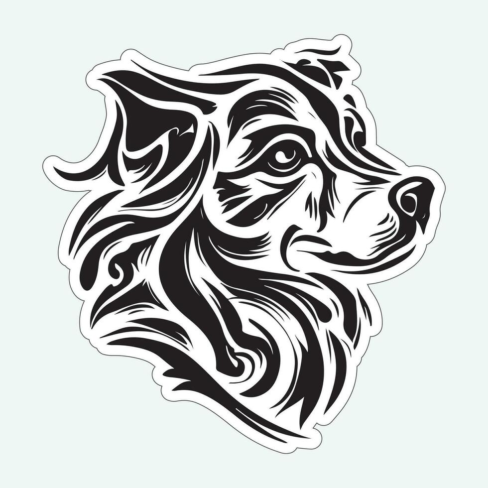 Dog art black and white sticker for printing vector