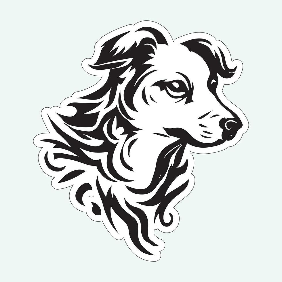 Dog art black and white sticker for printing vector