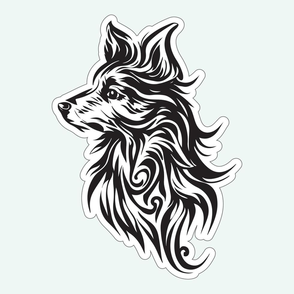 Dog art black and white sticker for printing vector