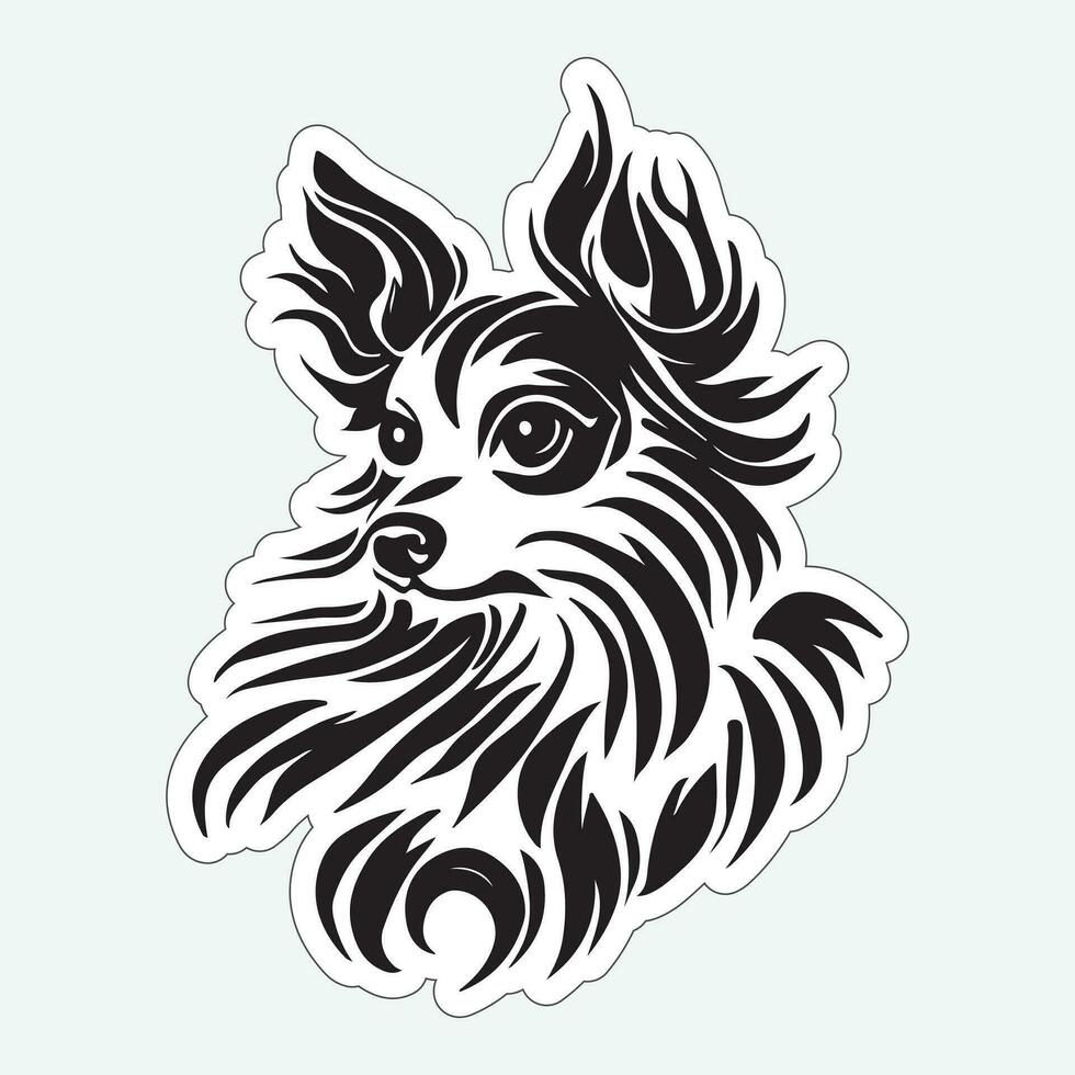 Dog art black and white sticker for printing vector