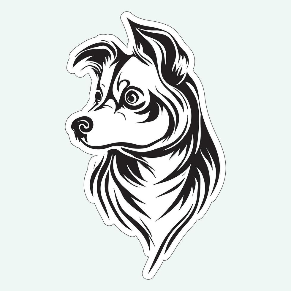 Dog art black and white sticker for printing vector