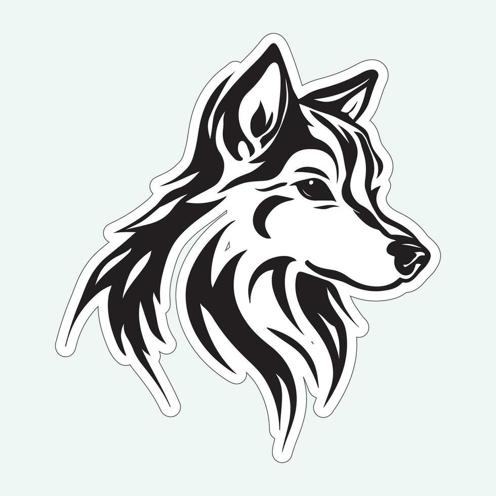 Dog art black and white sticker for printing vector