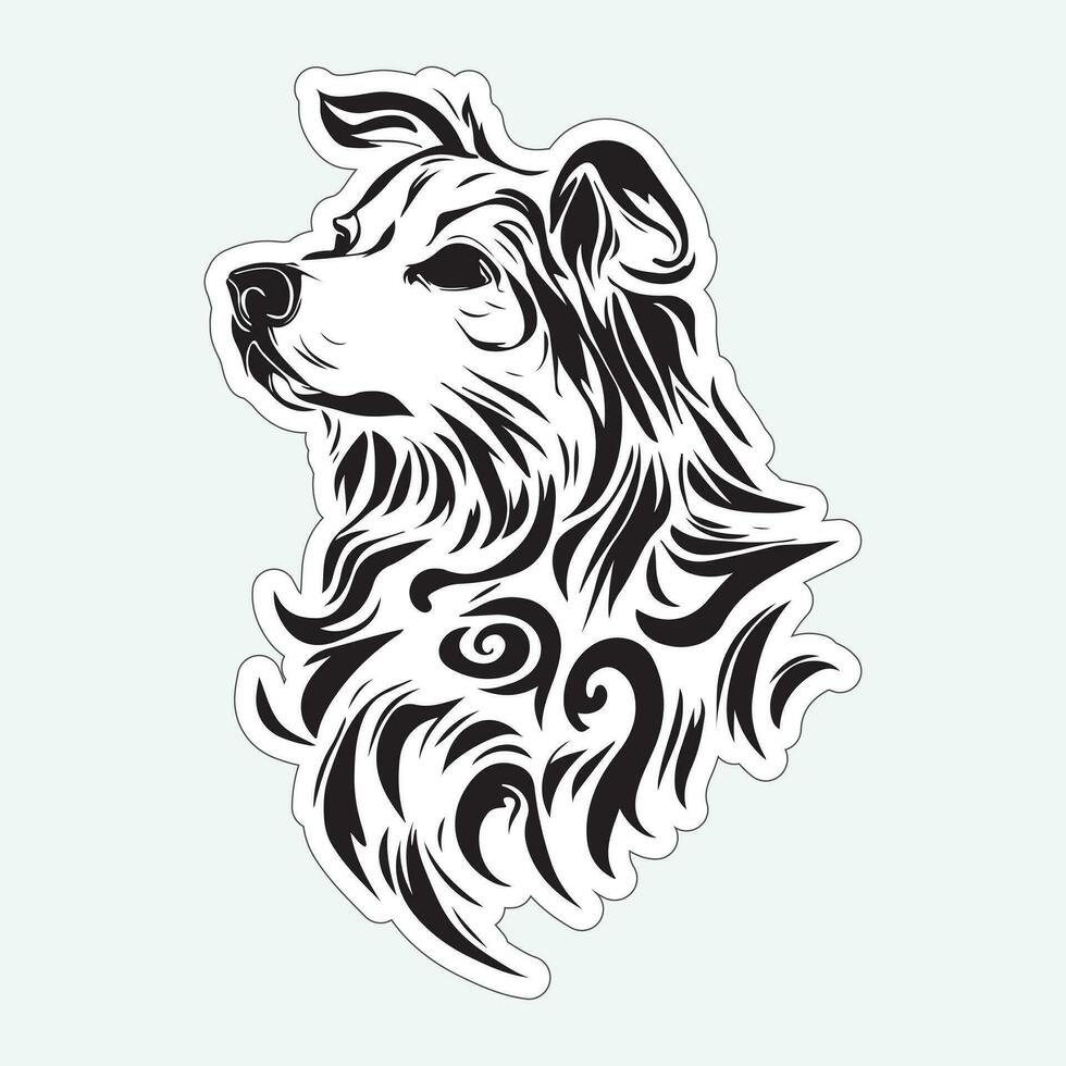 Dog art black and white sticker for printing vector