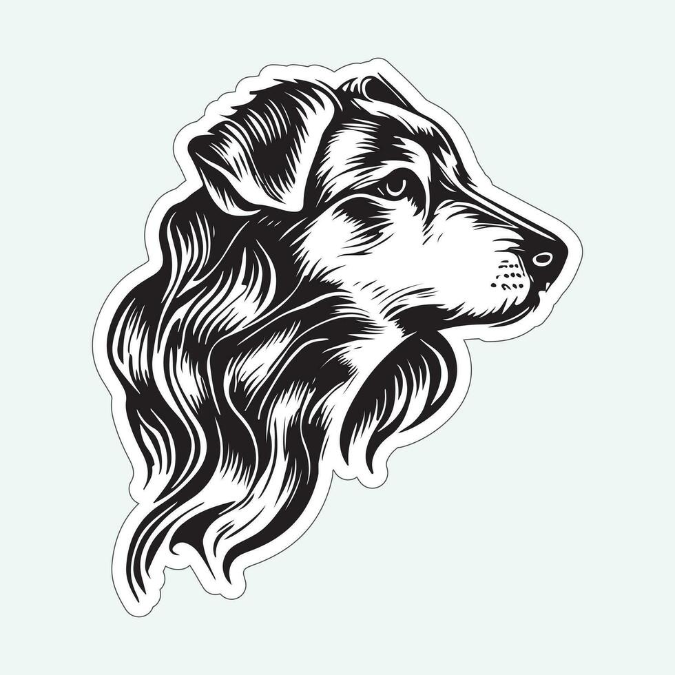 Dog art black and white sticker for printing vector